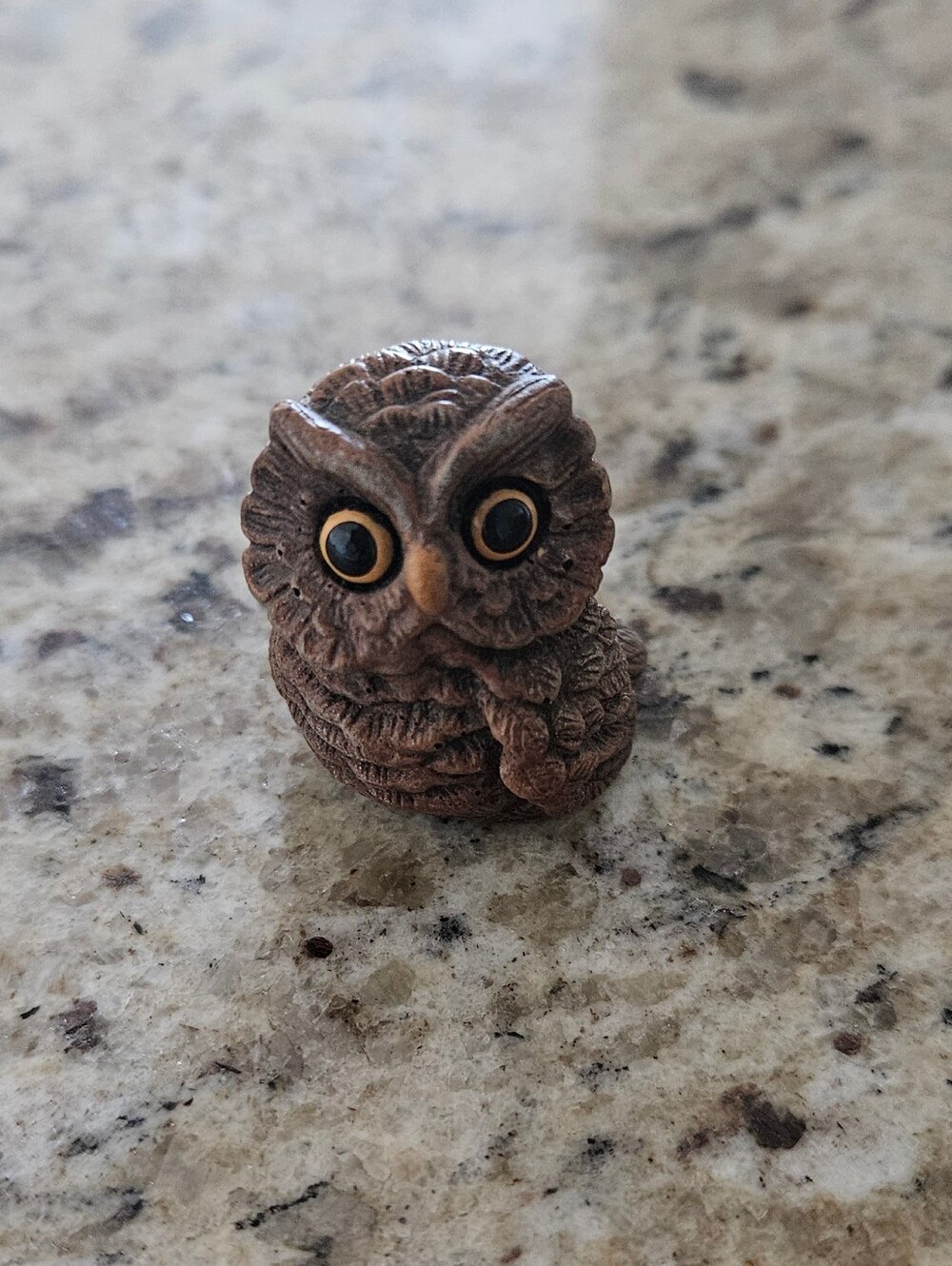 Brown Owl Figurine with Big Eyes